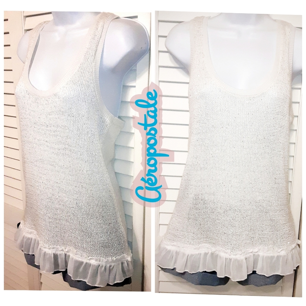 Aero Racerback Shimmery Tiny Sequined Tank Top